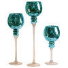 Privilege 3 Piece Mercury Glass Stem Vases in Blue Finish 37005