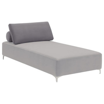 Coaster Giovanni Velvet Upholstered Accent Chaise with Removable Pillow Gray