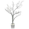 Floor Manzanita Tree Planter, 48"x26"x12", White, Silver