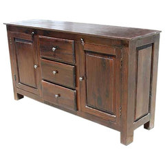 Dallas Ranch Rustic Solid Wood 4 Drawer Extra Long Buffet Cabinet.