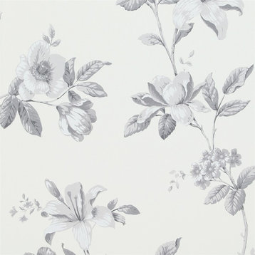 Luxury Floral Arrangement Wallpaper, White/Gray, Double Roll