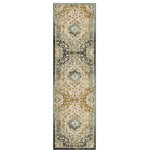Karastan - Karastan Nore Jadeite Area Rug, Jadeite, 2'4"x7'10" - A true original, the Nore area rug features a subtle Ombre effect throughout its teal and aqua hued base. Vivid details, lavish layers of ornate artistry and a central medallion dominating the field all can be found in this Heriz style creation. A design debut of the Touchstone Collection, the Nore is luxuriously finished with the worry free comfort of Karastan Rugs' exclusive SmartStrand yarn. The strength of SmartStrand, which features a built-in lifetime stain resistance, meets the sumptuous softness of silk in this premium quality rug. Available in two colorations, jadeite and willow grey.