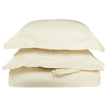 3PC Solid Breathable Duvet Cover & Pillow Sham Set, Ivory, King/California King