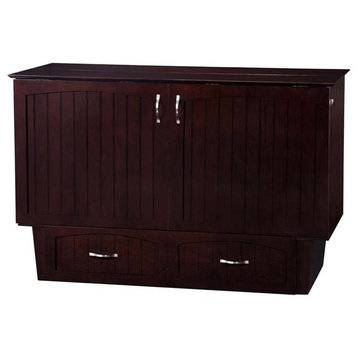 Nantucket Queen Murphy Bed Chest with Mattress and Built-in Charger in Espresso