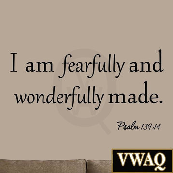 VWAQ I Am Fearfully and Wonderfully Made Psalm 139:14 Bible Wall Art Decal Quote