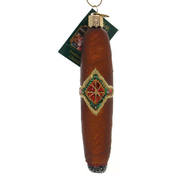 Old World Christmas Cigar Glass Ornament Tobacco Smoke 32013