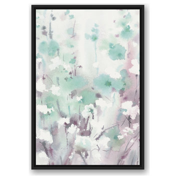 Hazy Mint Lilac Floral 2 20x30 Black Floating Framed Canvas
