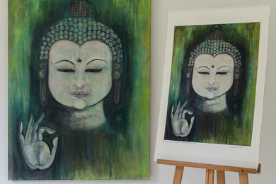 Emerald Mudra Buddha Painting & Limited Edition Print