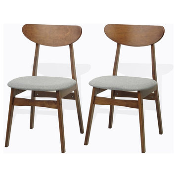 Set of 2 Solid Wood Yumiko Dining Kitchen Side Chairs, Medium Brown color