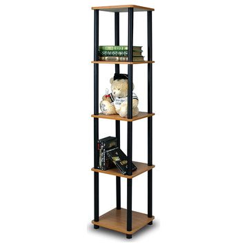 Turn-N-Tube 5-Tier Corner Square Rack Display Shelf, Light Cherry/Black