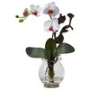 Mini Phalaenopsis With Fluted Vase Silk Flower Arrangement, White