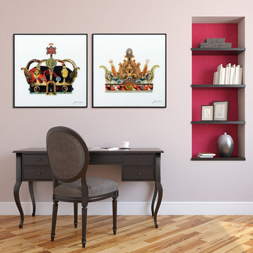 "Crowns" Printed Wall Art Glass Encased With Black Anodized Aluminum Frame