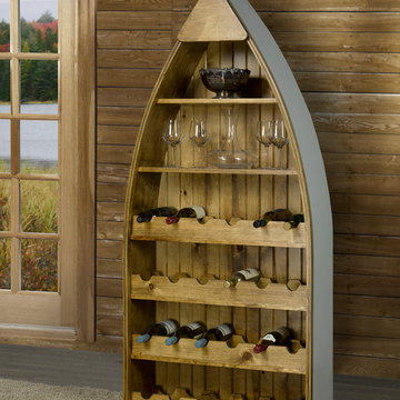 Rustic Pine Canoe Shaped Wine Rack