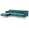 Divani Casa Flow Modern Teal Velvet Sectional Sofa With Left Facing Chaise