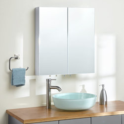 24" FAIRMOUNT STAINLESS STEEL MEDICINE CABINET - WHITE POWDER COAT - Bathroom Mirrors