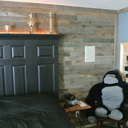 Door headboards and pallet wood accent wall - Headboards