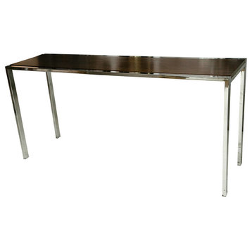 Consigned 1960s Chrome and Mahogany Console Table