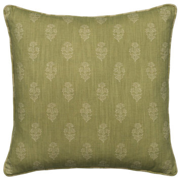 Indian Floral Cushion, Andrew Martin Buttercup, Dark Green