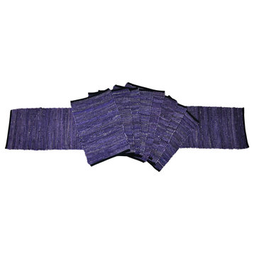 Leather Table Runner and Placemat Set, Purple