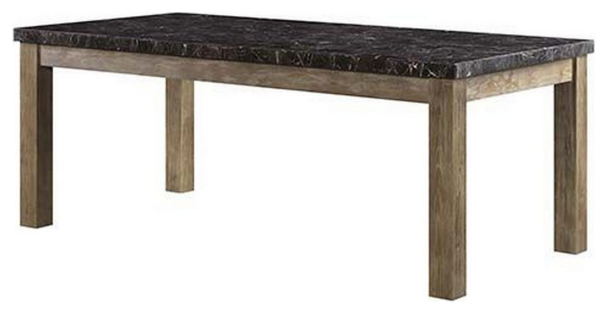 Benzara BM279731 Modern Dining Table, Marble Top, Wood Legs, Black, Oak Brown - Transitional ...