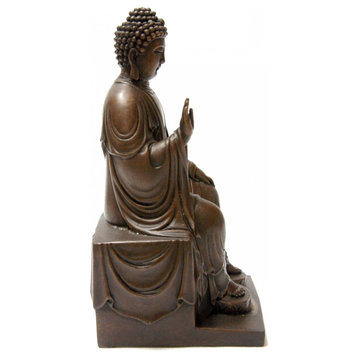 Bronze Sitting Buddha On Platform Raising Hand