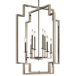 Kichler - Foyer Chandelier 8-Light - Inspired by the geometric lines found in contemporary furniture. This Downtown Deco 8 light foyer chandelier brings a soft dose of modern style to a room. The squared edges of the outer frames surround the curved candles, allowing the light to fully shine through.