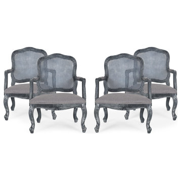 Biorn French Country Upholstered Dining Armchair, Grey, Set of 4