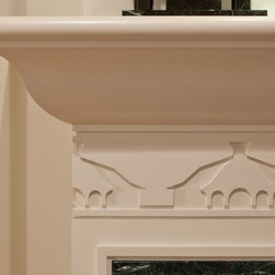 Fireplace Mantel Details - "Eagles Perch" - Custom Whimsical Lake House on Cape - Fireplace Mantels
