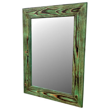 Wood Mirror Green Bronzze 30x22.5