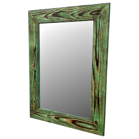 Wood Mirror Green Bronzze 30x22.5