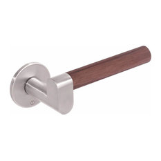 Door Handle Interior, Stainless Steel, Dark Wood