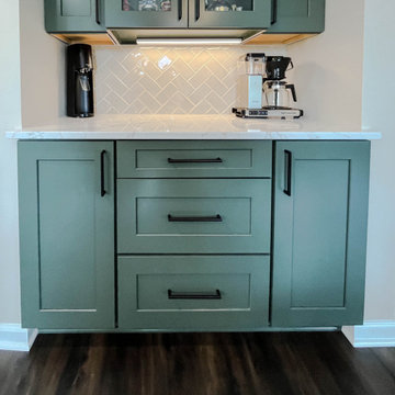 White and Green Kitchen and Coffee Bar