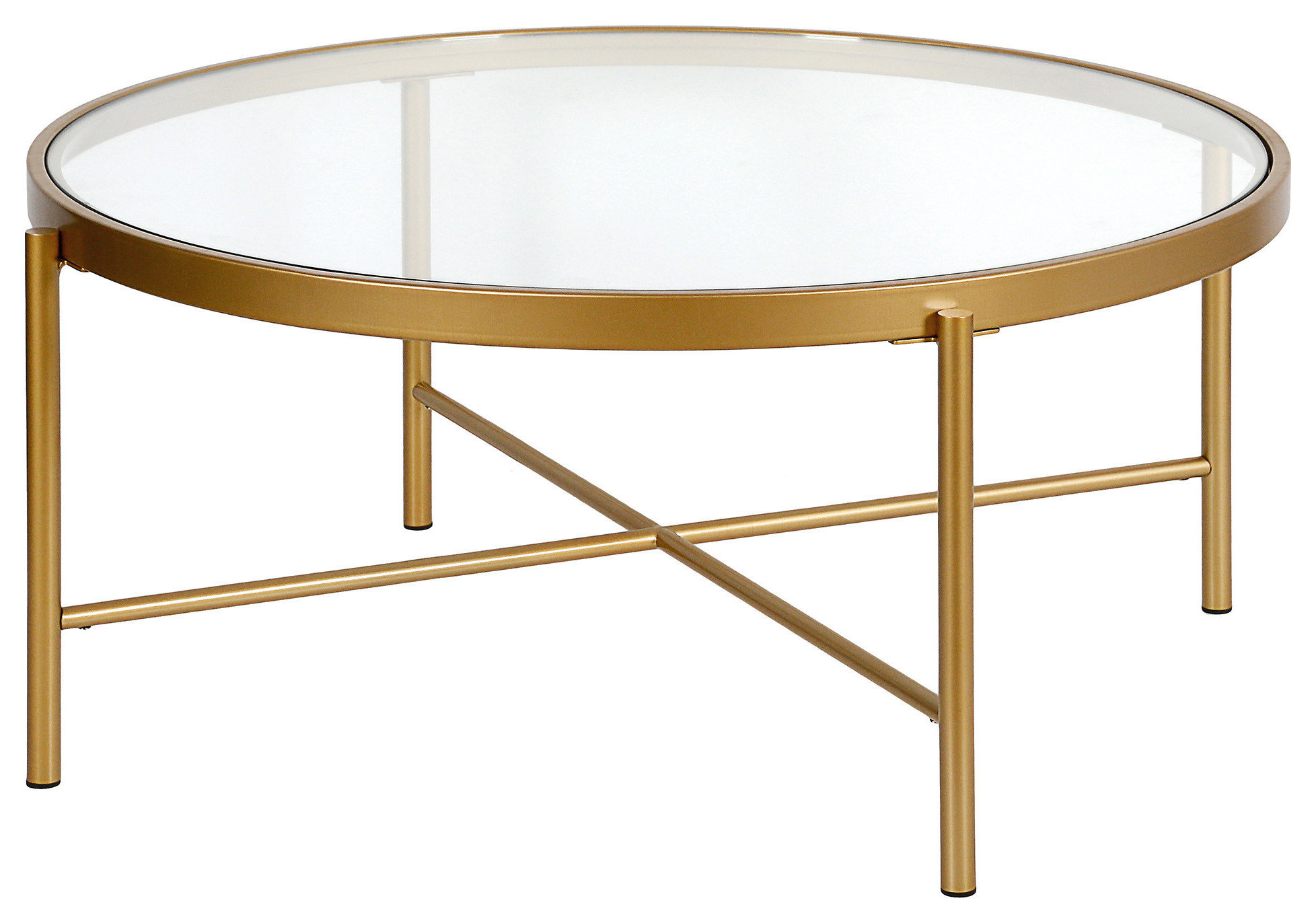 36" Gold and Glass Round Coffee Table - Contemporary - Coffee Tables ...