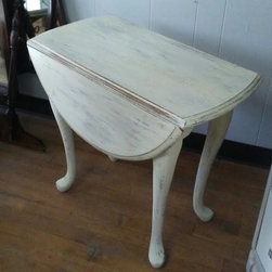 Painted Off White Farmhouse End Table - Side Tables And End Tables