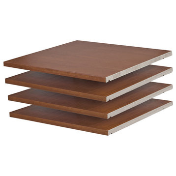 100% Solid Wood Set of 4 Small Shelves Only for Kyle Wardrobes, Mocha