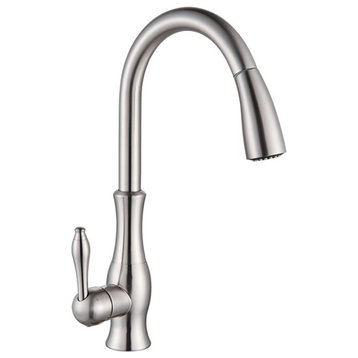 Brushed Nickel Kitchen Faucet Pull Out Single Handle Stream Sprayer