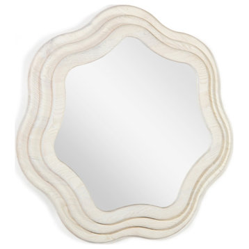 Swirl Round Mirror, White