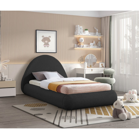 Rudy Black Teddy Fabric Twin Bed