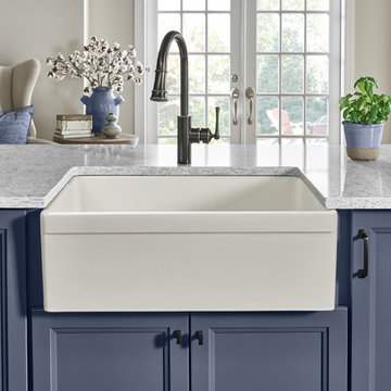 Fireclay Single Bowl Farmhouse Sink, Biscuit