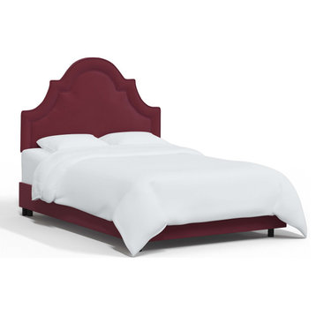 High Arched Bed With Border, Velvet Berry, California King