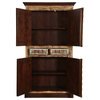 Classic Empire 4 Door Brass Inlay Solid Wood Armoire Storage Cabinet