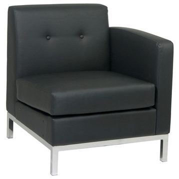 Wall Street Right Facing Armchair  Black Faux Leather