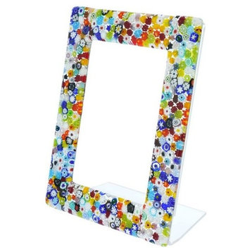 GlassOfVenice Murano Glass Millefiori Photo Frame Multicolor 4X6 Inch