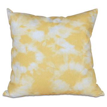 Chillax, Geometric Print Outdoor Pillow, Yellow, 18"x18"