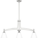 Quoizel - Quoizel BLG338BN Billingsley 3 Light Island Light - Brushed Nickel - The Billingsley is a clean, transitional collection. Its thin, twin support frame elevates the simple silhouette, while classic accents easily coordinate with a variety of home decor styles. Complemented by etched glass shades, all fixtures are available in your choice of brushed nickel or old bronze finish.