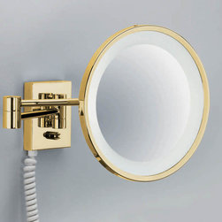 Smile 704 Gold Magnifying Mirror - Bathroom Mirrors