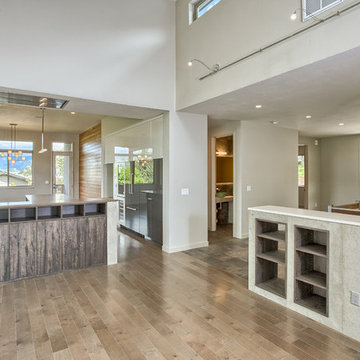 Mixture of wood, cement, tile, and stone