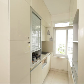 Modular Kitchen with Hettich Pantry, Crockery Unit | High Gloss PU Finish| Kasba