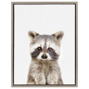 Sylvie Baby Racoon Animal Print Framed Canvas Wall Art by Amy Peterson, 18x24