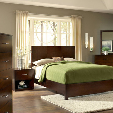 Modus Modera 5 Piece Panel Bedroom Set in Chocolate Brown